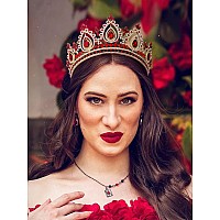 Sweetv Red Queen Crown For Women Wedding Tiara For Bride Gold Princess Tiara Quinceanera Pageant Crown Diadem Crystal Headpi