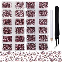 2-Box Massive Beads 8000pcs 6Sizes Nail Art Flatback Glasses Rhinestones Crystal for DIY Project with Tweezers and Picking Pen for Nail Art, Face Art, Manicure (Light Amethyst, 6 Sizes)