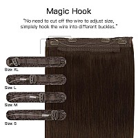 Hotbanana Wire Hair Extensions 14 Inch 75G Light Dark Brown Fish Line Hair Extensions Real Human Hair Straight Invisible Wire H