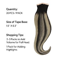 Hotbanana Tape In Hair Extensions 24 Inch 20Pcs 50G Natural Black To Light Blonde Tape In Hair Extensions Human Hair Tape Hair