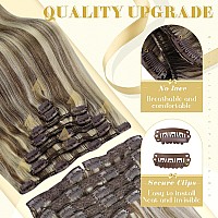 Ve Sunny Clip In Human Hair Extensions Highlights 24Inch Remy Hair Clip In Extensions Brown Blonde Real Hair Extensions Clip In