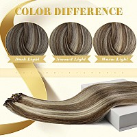 Ve Sunny Clip In Human Hair Extensions Highlights 24Inch Remy Hair Clip In Extensions Brown Blonde Real Hair Extensions Clip In