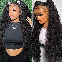 28 Inch Deep Wave Lace Front Wigs Human Hair 180 Density Curly Lace Front Wig Human Hair Wigs For Black Women 13X4 Hd Lace Fron