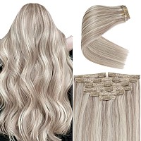 Ve Sunny Remy Human Hair Clip In Extensions Dirty Blonde Highlights Platinum Blonde Hair Clips Extensions For Women Blonde Human