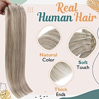 Ve Sunny Remy Human Hair Clip In Extensions Dirty Blonde Highlights Platinum Blonde Hair Clips Extensions For Women Blonde Human