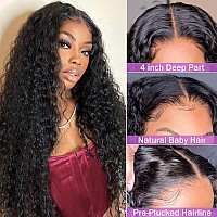 Deep Wave Lace Front Wigs Human Hair For Black Women 180 Density Brazilian Virgin Hair 4X4 Lace Closure Wig Human Hair Glueless