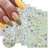 Flower Nail Art Sticker Decals Spring Summer 5D Exquisite Pattern Nail Art Supplies Selfadhesive Luxurious Nail Art Decoration