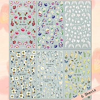 Flower Nail Art Sticker Decals Spring Summer 5D Exquisite Pattern Nail Art Supplies Selfadhesive Luxurious Nail Art Decoration