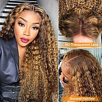 Highlight Lace Front Wigs Human Hair Deep Wave For Black Women 180 Density 427 Ombre Honey Blonde Colored Glueless Pre Plucke