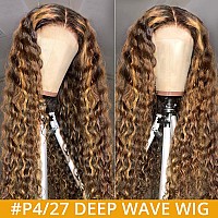 Highlight Lace Front Wigs Human Hair Deep Wave For Black Women 180 Density 427 Ombre Honey Blonde Colored Glueless Pre Plucke