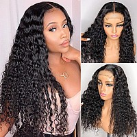 Aisi Deep Wave Lace Front Wigs Human Hair Hd Transparent 4X4 Lace Closure Wigs For Black Women 180 Density Curly Wet And Wavy W