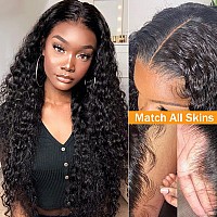 Aisi Deep Wave Lace Front Wigs Human Hair Hd Transparent 4X4 Lace Closure Wigs For Black Women 180 Density Curly Wet And Wavy W