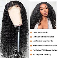 Aisi Deep Wave Lace Front Wigs Human Hair Hd Transparent 4X4 Lace Closure Wigs For Black Women 180 Density Curly Wet And Wavy W