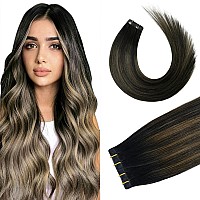 Natural Black To Chestnut Brown Tape In Hair Extensions Human Hair Extensions Silky Straight For Fashion Women 20 Pcspackage16