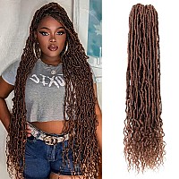 BOHOBABE 30 Inch New Faux Locs With Curly End 6 Packs Soft Locs Crochet Hair 72 Strands Long Natural Crochet Braids (6Packs,30#)