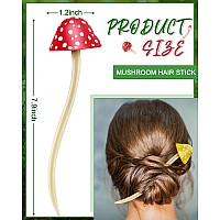 Taiyin Hair Clip Mushroom Hair Sticks 2 Pcs Christmas Hair Sticks For Long Hair Cute Print Hair Sticks Accessories For Womeng