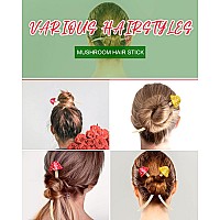 Taiyin Hair Clip Mushroom Hair Sticks 2 Pcs Christmas Hair Sticks For Long Hair Cute Print Hair Sticks Accessories For Womeng