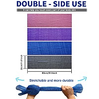 African Exfoliating Net, 4 Pieces African Net Sponge, Nylon African Bathing Sponge Net, African Net Long Net Bath Sponge Shower Body Scrubber Back Scrubber Skin Smoother(Black,Blue,Pink,Purple)