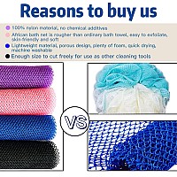 African Exfoliating Net, 4 Pieces African Net Sponge, Nylon African Bathing Sponge Net, African Net Long Net Bath Sponge Shower Body Scrubber Back Scrubber Skin Smoother(Black,Blue,Pink,Purple)