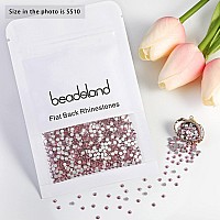 Beadsland 2880Pcs Flat Back Crystal Rhinestones Round Gems For Nail Art And Craft Glue Fix Light Pink Ss10 2729Mm