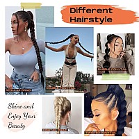 Seikea 2Pcs Long Braid Ponytail Extension With Hair Tie Long Straight Wrap Around Hair Extensions Ponytail Natural Soft Syntheti