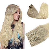 Doores Clip In Human Hair Extensions 10Pcs 160G Balayage Ash Blonde To Golden Blonde And Platinum Blonde 20 Inch Real Hair Exte