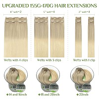 Doores Clip In Human Hair Extensions 10Pcs 160G Balayage Ash Blonde To Golden Blonde And Platinum Blonde 20 Inch Real Hair Exte