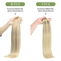 Doores Clip In Human Hair Extensions 10Pcs 160G Balayage Ash Blonde To Golden Blonde And Platinum Blonde 20 Inch Real Hair Exte