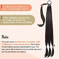 Seikea 2Pcs Long Braid Ponytail Extension With Hair Tie Long Straight Wrap Around Hair Extensions Ponytail Natural Soft Syntheti