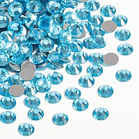 Beadsland 2880Pcs Flat Back Crystal Rhinestones Round Gems For Nail Art And Craft Glue Fix Aquamarine Ss10 2729Mm