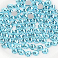 Beadsland 2880Pcs Flat Back Crystal Rhinestones Round Gems For Nail Art And Craft Glue Fix Aquamarine Ss10 2729Mm