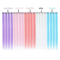 Colored Hair Extensions Sleekcute, 20 Pcs Straight with Elegant Color, Clip in Synthetic Hairpieces 22Inch, Party Hightlight Colorful Hair Streak Halloween Christmas Cosplay Gifts (5Colors)