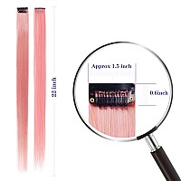 Colored Hair Extensions Sleekcute, 20 Pcs Straight with Elegant Color, Clip in Synthetic Hairpieces 22Inch, Party Hightlight Colorful Hair Streak Halloween Christmas Cosplay Gifts (5Colors)