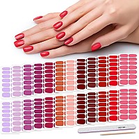 Danneasy 24 Sheets Nail Polish Strips Full Nail Wraps Self Adhesive Red Pink Nail Strips Stick On Nail Polish Stickers For Women