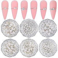 Hnuix 3D Nail Charms And Gems 120Pcs Copper Metal Zircon Silver Multiple Shape Smal Crystals Rhinestones Nail Decorations Ac