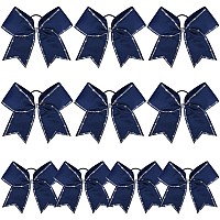 Deeka 10 Pcs 8 Rhinestones Large Cheer Hair Bows Glitter Cheer Ponytail Holder Handmade For Teen Girls Softball Cheerleader Spo