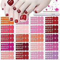 Danneasy 20 Sheets Toe Nail Stickers Full Nail Wraps Toe Nail Polish Strips Red Pink Self Adhesive Toenail Polish For Women Stic