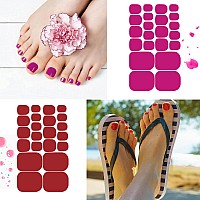 Danneasy 20 Sheets Toe Nail Stickers Full Nail Wraps Toe Nail Polish Strips Red Pink Self Adhesive Toenail Polish For Women Stic