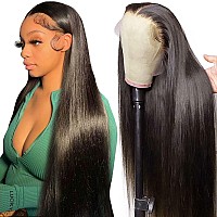 30 Inch 13x6 Transparent Lace Front Wig,HD Lace Front Wigs Human Hair Pre Plucked, Straight Lace Front Wigs Human Hair With Baby Hair Bleached Knots 180 Density for Black Women Human Hair Glueless