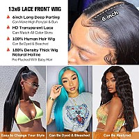 30 Inch 13x6 Transparent Lace Front Wig,HD Lace Front Wigs Human Hair Pre Plucked, Straight Lace Front Wigs Human Hair With Baby Hair Bleached Knots 180 Density for Black Women Human Hair Glueless