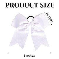 24 Pcs 8 Large Cheer Bows White Girl Hair Bows Cheerleading Softball Team Bow Hair Accessories For Cheerleaders Football Compe