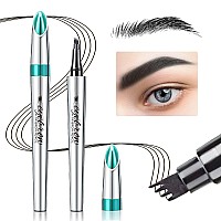 Eyebrow Pencil Eyebrow Microblading Pen - Eye Makeup Eyebrow Pen Micro 4 Point Brow Pen Lift & Snatch Eyebrow Microblading Pen Long-Lasting Waterproof Natural Eyebrow Hair (Black)