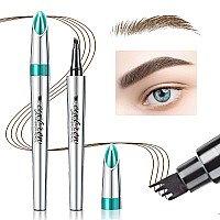 Eyebrow Pencil Eyebrow Microblading Pen - Eye Makeup Eyebrow Pen Micro 4 Point Brow Pen Lift & Snatch Eyebrow Microblading Pen Long-Lasting Waterproof Natural Eyebrow Hair (Dark Brown)