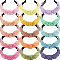 Siquk 15 Pieces Top Knot Headband Fabric Satin Material 15 Count Pack Hairband For Women In 15 Colors Hair Styling Securin