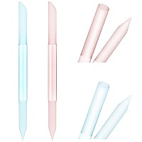 Sibba 2 Pieces Glass Cuticle Pusher Cuticle Remover Tool Double Sided Cuticle Trimmer Manicure Stick Professional Precision Fili