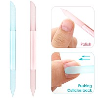 Sibba 2 Pieces Glass Cuticle Pusher Cuticle Remover Tool Double Sided Cuticle Trimmer Manicure Stick Professional Precision Fili