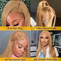 Lzgye Honey Blonde Lace Front Wig Human Hair 27 Color Straight Lace Frontal Wigs 13X4 Hd Transparent Glueless Lace Wig Pre Pluc