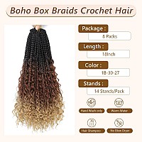 8 Packs Crochet Box Braids 18 Inch Boho Box Braids Crochet Braids Hair Bohomian Box Braid Crochet Hair Synthetic Braiding Hair