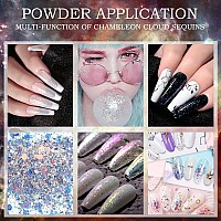 Chameleon Gel Nail Polish Kit With Base Top Coat Gel Rhinestones Galaxy Holographic Gel Polish With Glitter Cloud Sequin Gift S