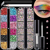 Flat Back Rhinestone Kits Colorful Rhinestonescrystal Ab Gems With Quick Dry Gluepicker Penciltweezer For Nail Art And Face M